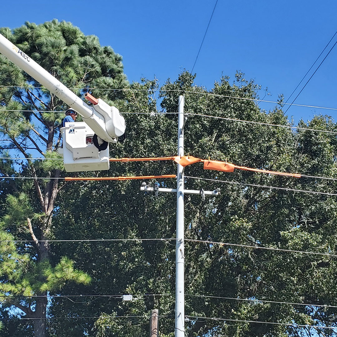 Lineman restoring power in the City of Plaquemine Louisiana